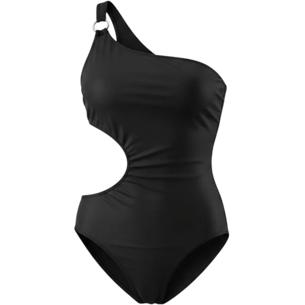 Michael Kors ~ Black One Shoulder ~ Cutout One Piece Swimsuit ~ Size 8 ~ NWT